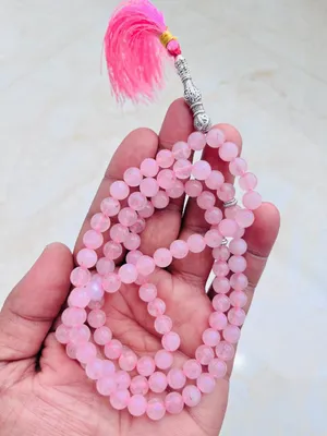 Rosenquarz Tasbih, 100 Perlen 8 mm, Gebetskette