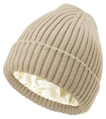 Produktbild von Strickmütze mit Satinfutter für Damen und Herren, Khaki