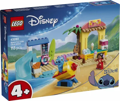 Productafbeelding van LEGO ǀ Disney: Plezier aan het strand met Lilo en Stitch. Educatief speelgoed met 2 winkels, een ruimteschip-attractie en 2 minifiguren - Montessori set - Cadeau voor meisjes en jongens vanaf 4 jaar - 43280