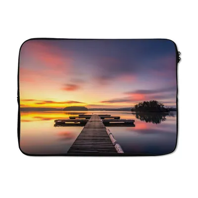 Produktbild von MuchoWow® Laptop Hülle 14 ZollSteg - Sonnenuntergang - Wasser - Meer - Spiegelung Laptoptasche - Laptoptasche - Stoßsicher - Schutzhaube