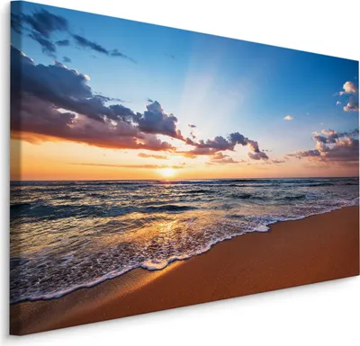 Produktbild von Fabelhafte Canvas LEINWAND BILDER 100x70 cm XXL Kunstdruck Strand Meer Sonnenuntergang