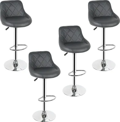 Produktbild von JEOBEST  Barhocker im 4er Set |  Kunstleder, höhenverstellbar 60-82 cm, 360° drehbar, Gestell aus verchromter Stahl | Grau
