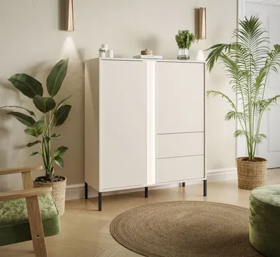 Obrázok produktu pre Komoda DELLE béžová 103 cm vysoká s LED