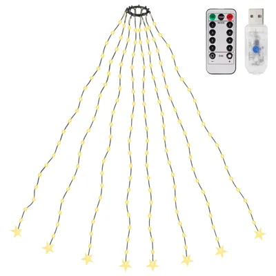 Productafbeelding van Salcar 2 meter, 200 LED, USB-lichtketting, 9 lichtmodi, kerstboomverlichting, lichtketting met ringvormige LED's, kerstverlichting voor binnen, decoratie voor de kerstboom