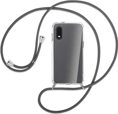 Produktbild von Handykette Backcover-Schutzhülle mit Band (Metall silberfarben) für Samsung Galaxy Xcover Pro - dunkelgrau