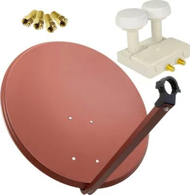 Produktbild von PremiumX SAT Anlage 80cm Antenne Ziegelrot Twin Monoblock WE 4x F-Stecker