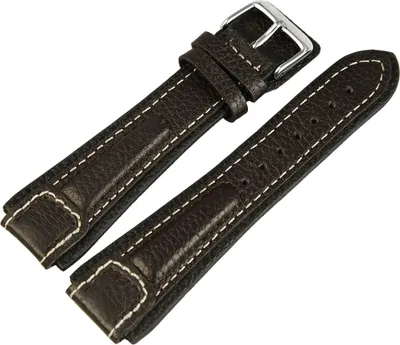 Produktbild von Echtleder-Uhrenarmband, dunkelbraun, weiße Naht, 20 mm - 24 mm