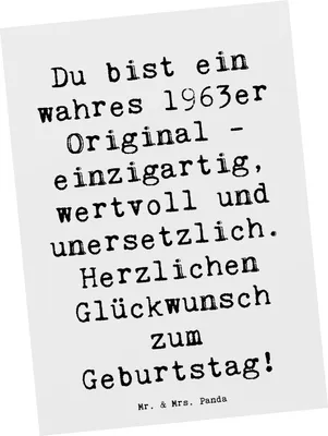 Produktbild von Mr. & Mrs. Panda Postkarte Spruch 1963 Geburtstag - Weiß - Geschenk, einzelkarte, Happy Birthday, Alter, Postkarten, Geburtstagsgeschenk, Geburtsjahr feiern, Fotokarte