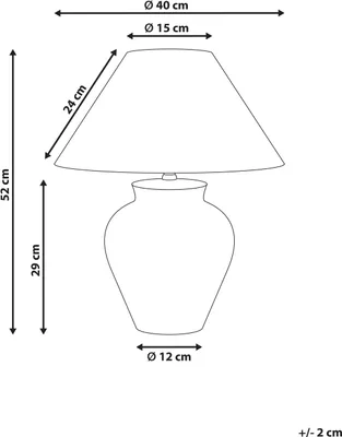 Zdjęcie produktu dla BELIANI Lampa stołowa biała porcelanowa podstawa lniany materiałowy klosz z kwiecistym wzorem oświetlenie stylowa