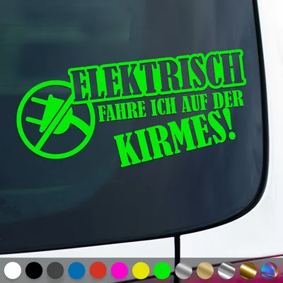 Produktbild von PantherPixel Elektrisch Aufkleber Fahre Ich Auf Der Kirmes Sticker Auto Geschenkidee Farbe Neon-Grün