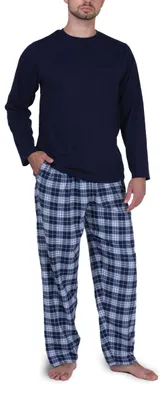 Produktbild von Herren Schlafanzug mit Flanellhose - Moonline ; blau , XL