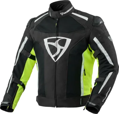 Productafbeelding van MUGENRACE Diavolo-1 waterdichte motorfiets textieljas, zwart/wit/neon geel, maat 2XL