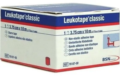 Productafbeelding van BSN medisch product, artikelnummer 7618700, afmetingen 3,75 x 1000 cm, rechthoekig, rood, 1 stuk