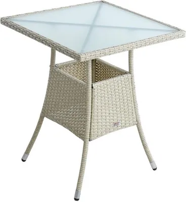 Produktbild von Polyrattan Balkontisch Rattan Tisch Beistelltisch Gartentisch 60 cm Beige