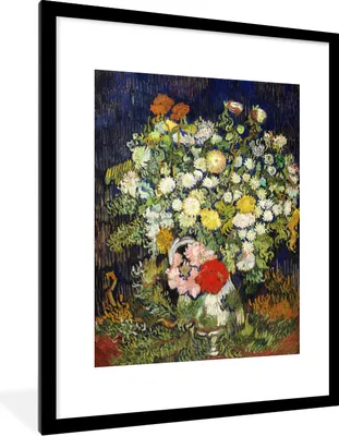 Produktbild von MuchoWow® MuchoWow® Gerahmtes Poster Blumenstrauß in einer Vase - Vincent van Gogh 60x80 cm - Poster mit zchwarzem Bilderrahmen - Wohnzimmer - Dekorationen - Prämie