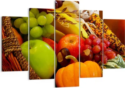 Produktbild von Bild auf Leinwand - Leinwandbild - Weidenkorb Obst Gemüse - 150x100cm - Wand Bild - Wanddeko - Leinwanddruck - Bilder - Kunstdruck - Wanddekoration - Leinwand bilder - Wandkunst - EA150x100-0406