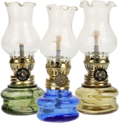 Productafbeelding van Retro petroleumlamp van glas - Compacte binnenverlichting - Sfeervolle binnenverlichting - Glas - 10,5 x 3,5 x 10,3 cm