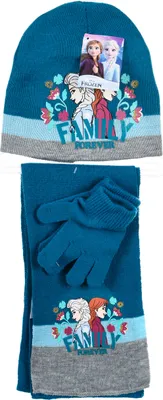 Produktbild von Frozen - Die Eiskönigin Anna Elsa Kinder Winter-Set 3 tlg. Mütze, Schal & Handschuhe   , Farbe:Blau, Größe:54
