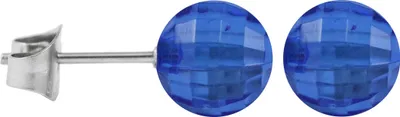 Produktbild von Chirurgenstahl Ohrstecker Facettenkugel Größe - 8 mm Farbe - Blau