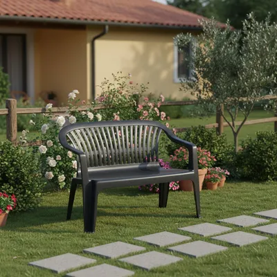 Produktbild von Asmi - Gartenbank, 114x55x82 cm Anthrazit, 2-Sitzer Italy