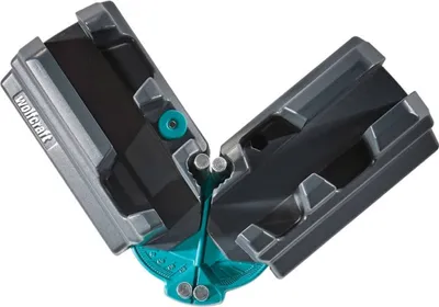 Produktbild von Wolfcraft Gehrungsschablone Schmiege Schneidlade für Sockelleisten bis 100x30 mm, Kunststoff, Schwarz-Blau, 35,3x10x14 cm, 85-180°, Ideal für Altbauten, 6948200