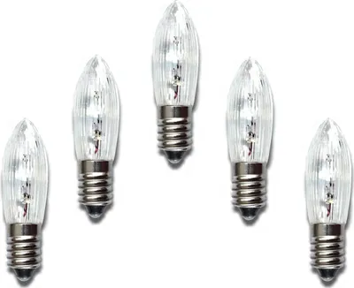 Produktbild von 5 Stück Topkerze 24V 3W E10 Riffelkerze Ersatzlämpchen für Weihnachtsbeleuchtung Lichterkette Schwibbogen Pyramide Advent