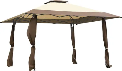 Produktbild von GOPLUS 4×4m Faltpavillon, Pop Up Pavillon mit Doppeldach, UV-Schutz 50+ & 3 Verstellbaren Höhen, Wasserdichter Gartenpavillon &Tragetasche mit Rollen