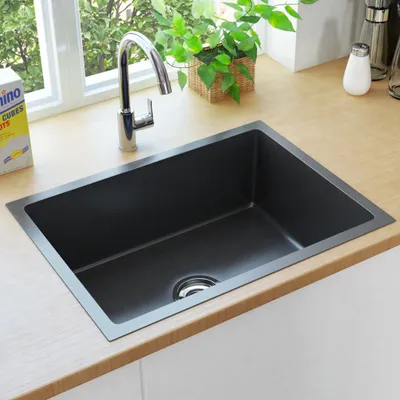 Obrázek produktu pro The Living Store Ručně vyráběný kuchyňský dřez z černé nerezové oceli