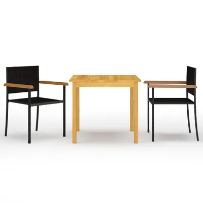 Produktbild von The Living Store 3-tlg. Garten-Essgruppe Schwarz