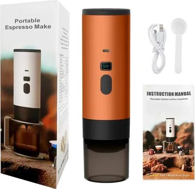 Image de Cafetière électrique portable, chauffage sans fil, nettoyage facile, orange