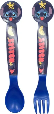 Zdjęcie produktu dla Disney Stitch - Zestaw plastikowych sztućców z kolekcji Palms (łyżka i widelec)