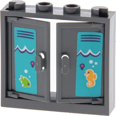 Produktbild von 1x Lego Fenster Rahmen 1x4x3 dunkel grau Tür Sticker rechts links 60614 60594