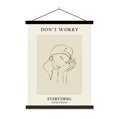 Produktbild von MuchoWow® Textilposter Frau - Linienkunst - Zitate - Text 120x160 cm mit schwarzem Rahmen - Magnetischer