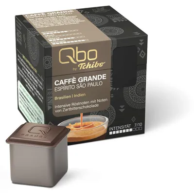 Produktbild von Tchibo Qbo Caffè Grande Espírito São Paulo Premium Kaffeekapseln, 8 Stück (Caffè Grande, Intensität 7/10, hocharomatisch), nachhaltig & aus 70% nachwachsenden Rohstoffen¹