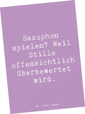 Produktbild von Mr. & Mrs. Panda Postkarte Spruch Saxophon Leidenschaft - Lavendeltraum - Geschenk, Lernen, Ansichtskarten, Melodie, Grußkarte, Kreativität, Fotokarte, Blues, Instrument