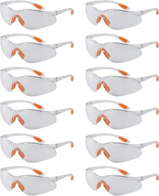 Produktbild von 12 Stück Mehrzweck-Arbeitsbrille | Für Bau, DIY, Labor & Schweißarbeiten | Robuste PC-Schutzbrille