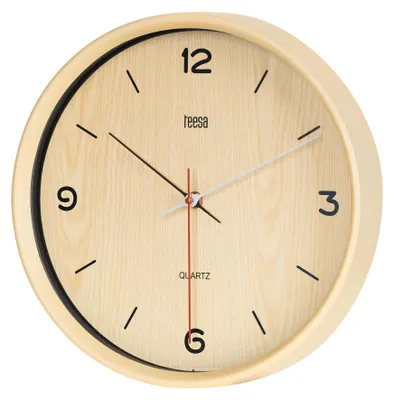 Obrázok produktu pre Dekoratívne nástenné hodiny 30 cm, kremeňové, svetlohnedé