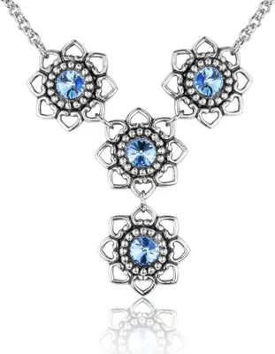 Produktbild von LUISIA Halskette Leandra mit Herzblüten - Hellblau
