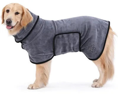 Produktbild von Hundebademantel Bademantel Hundebadetuch - Mikrofaser - Grau - XL