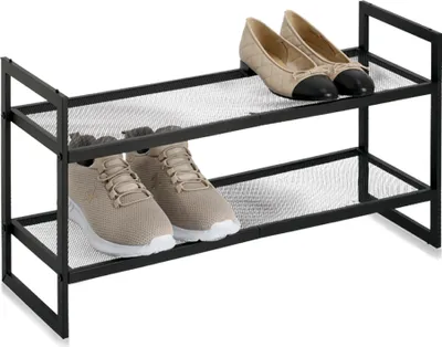 Produktbild von ZELLER Schuhregal 17192 aus Metall, schwarz, stapelbar / Stapelregal