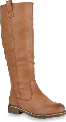 Produktbild von Mytrendshoe Damen Reiterstiefel Leicht Gefütterte Stiefel Schuhe 819556, Farbe: Hellbraun, Größe: 42