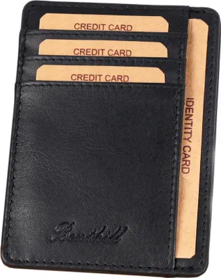 Produktbild von Benthill Kartenetui aus Echt Leder | Mini Geldbörse für Damen & Herren | RFID Schutz - Kleines Portemonnaie | schlanke Mini-Börse