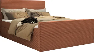 Produktbild von Kaiser Möbel Boxspringbett mit bettkasten und topper  140x200 cm VIESTA stoff Poso Ziegel H3