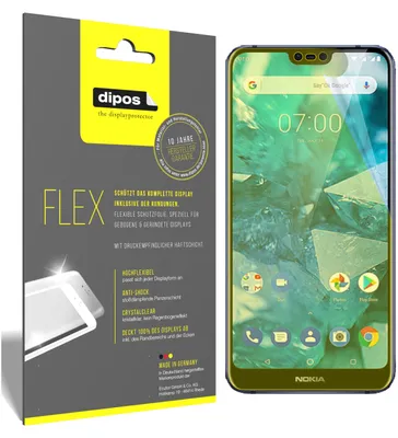 Produktbild von 3x Nokia 7.1 Plus Schutzfolie Folie, 100% Displayabdeckung, dipos Flex