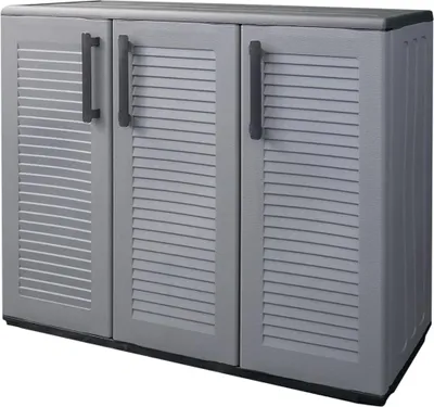 Produktbild von vidaXL Gartenschrank Grau und Schwarz 102x37x84 cm PP