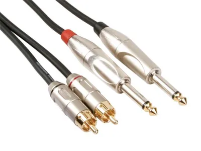 Produktbild von HQ Power PAC118, 2 x RCA, Männlich, 2 x 6.35mm, Männlich, 5 m, Schwarz