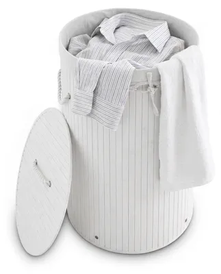 Productafbeelding van Relaxdays 10019051_49, 70 liter, Rond, Bamboe, Katoen, Polyester, Wit, Wit, Bamboe, AI-gegenereerde afbeelding