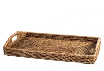 Immagine prodotto di H&H Vassoio In Rattan Rettangolare Con Manici Cm 54X38X9H