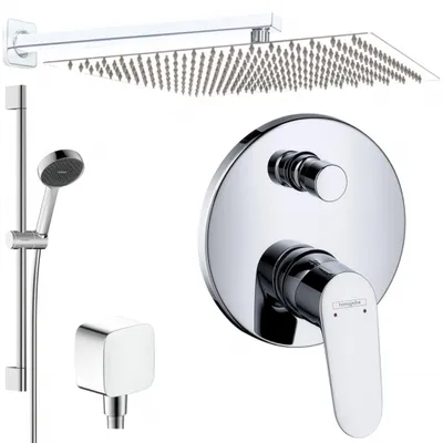Produktbild von Hansgrohe und Jowi Unterputz Duschsystem, Focus Duscharmatur mit 360x360mm Kopfbrause und 650mm Brausestange, OHNE iBox 1