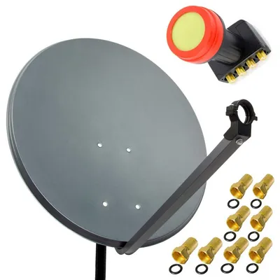 Produktbild von PremiumX 60cm Satellitenschüssel Anthrazit PX-SUN Quad LNB 8x F-Stecker